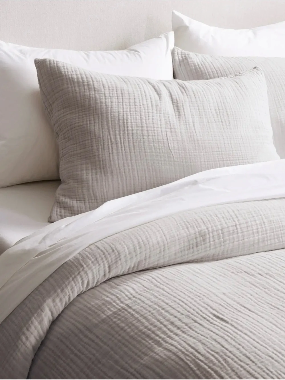NWOT Airy Gauze Light Gray Organic Cotton Duvet Cover Set - Retail 170